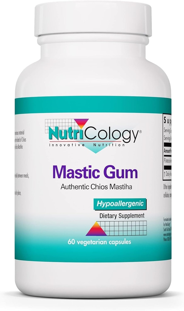 Nutricology Mastic Gum Dietary Supplement - Authentic Chios Matisha, GI Health, Hypoallergenic, Vegetarian Capsules, Gluten Free - 60 Count