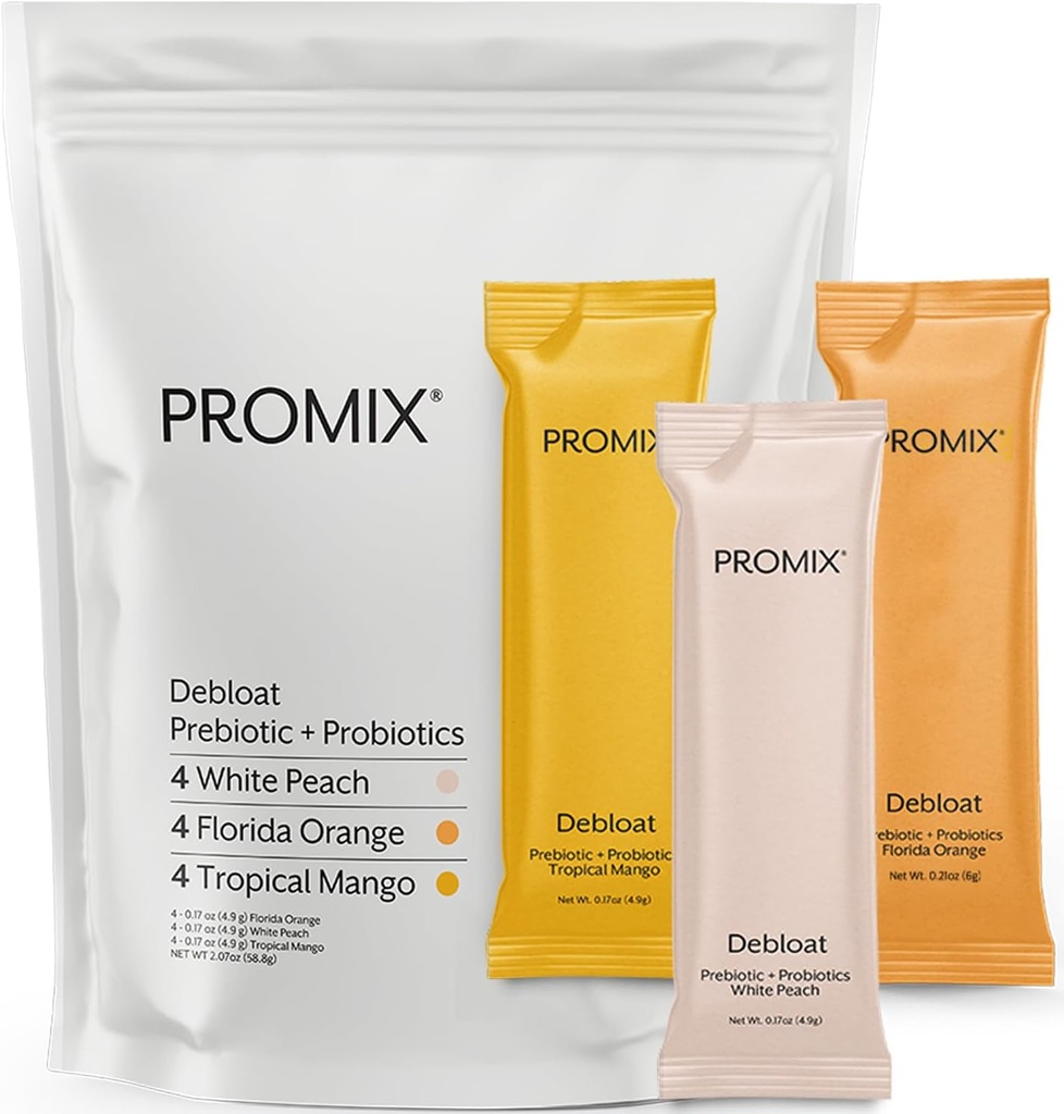 ProMix Διατροφή Debloat Prebiotics and Probiotics - Digestive Health, Nausea Relief, Gut Repair, and Bloating Relief for Women and Men - Variety Pack - 12 Services (Pack of 12)