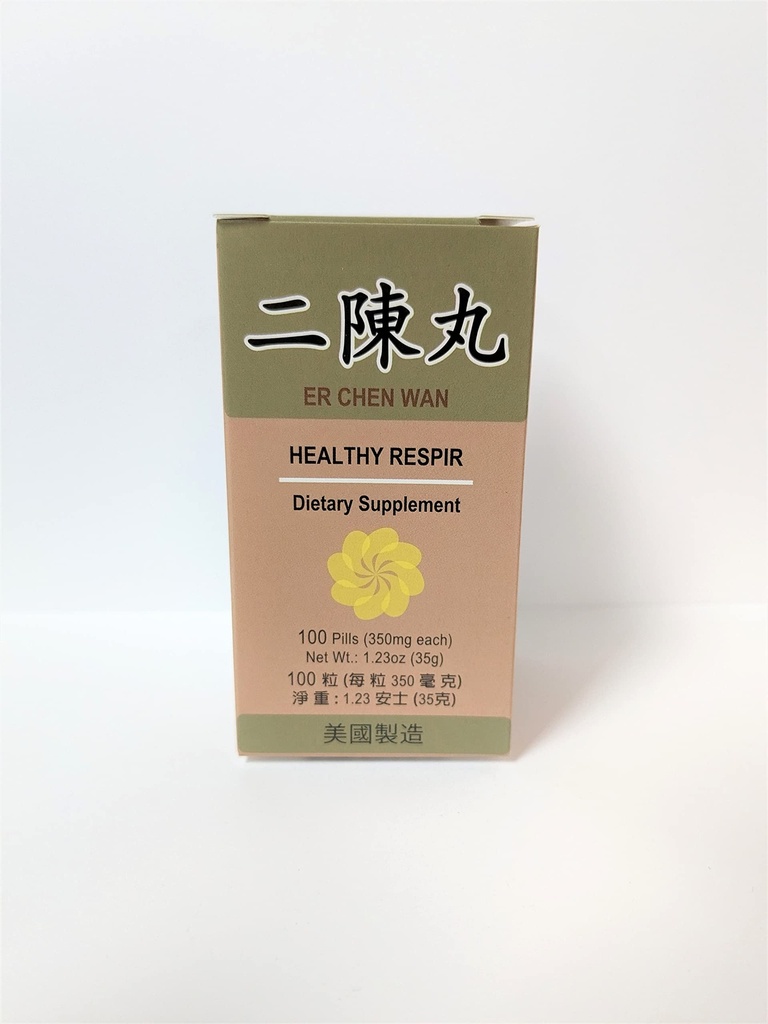 Healthy Respir - Er Chen Wan Herbal Supplement Helps for Bronchial Function, Respiratory System 350mg 100 Pills Made in USA