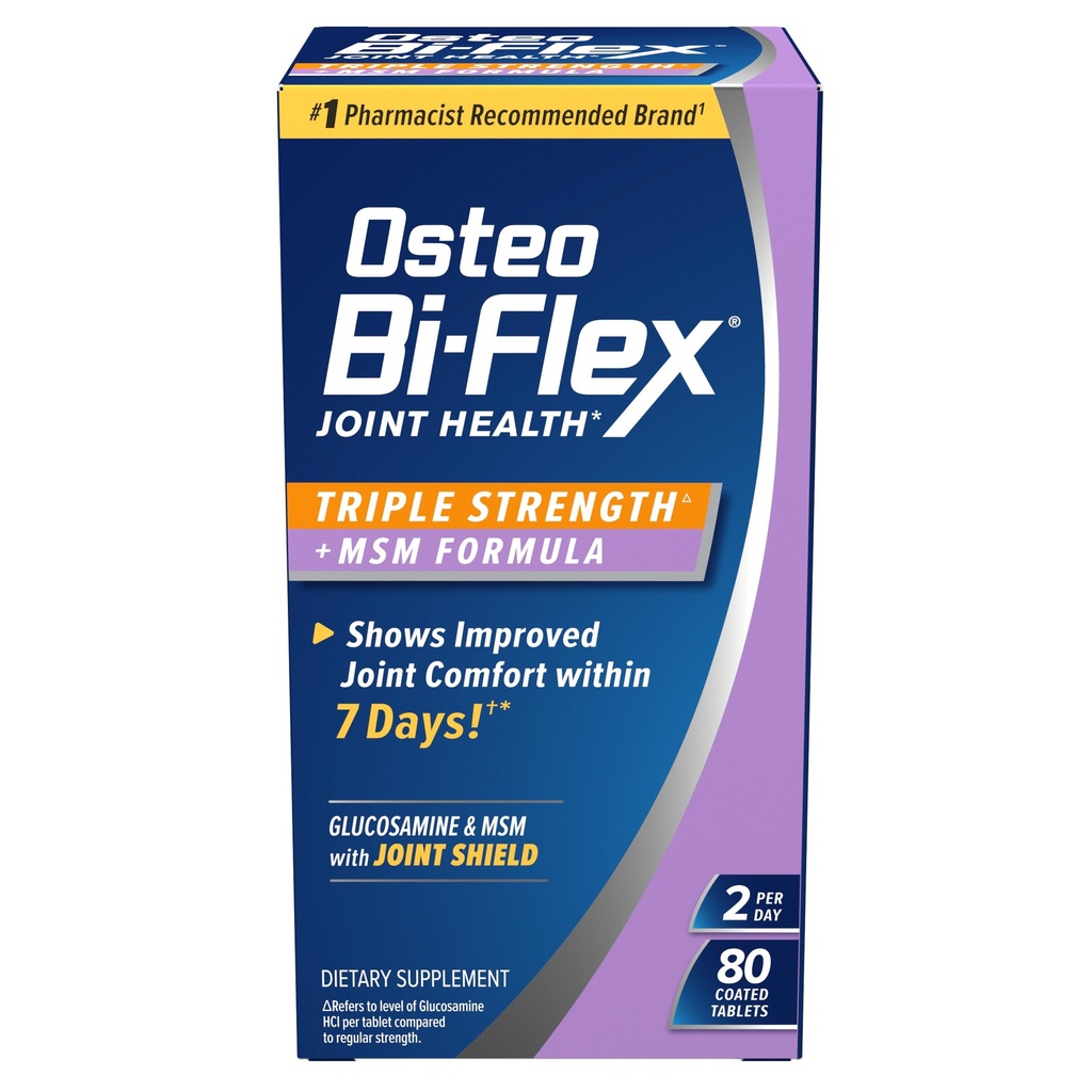 Osteo Bi- Flex Triple Strength (5) με MSM, Συμπληρώματα Κοινής Υγείας Γλυκοσαμίνης, Επικαλυμμένα Δισκία, 80 Count