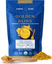 Earth Echo Golden Bliss, Organic Turmeric Superfood Elixir Blend with Ashwagandha Root, MCT Oil and 4 Mushroom Blend for Restful Sleep, Immune Support and Reduces Craving, Dairy-Free, 30 Services