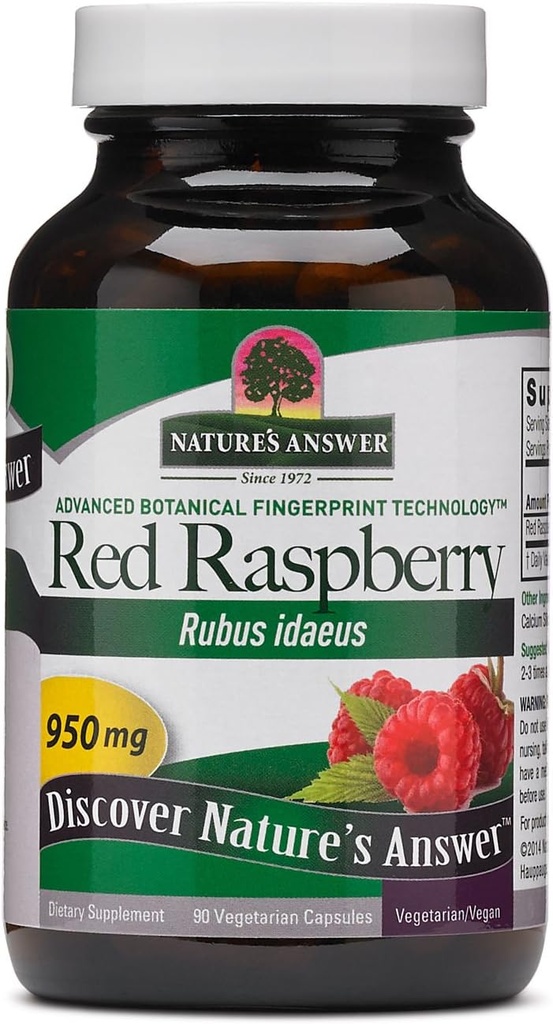 Nature's Answer Red Raspberry Leaf | Dietary Supplement | Promotes Digestive Health | Non-GMO, Vegan & Kosher Certified | Vegetarian Capsules 90ct