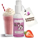 Moops Liquid Lactase Enzyme Syrup 2oz – Delicious Strawberry Milkshake Flavor – 10.000 FCC Units for Fast Action Dairy Relief – Προσαρμόσιμη δόση για δυσανεξία στη λακτόζη – Φορητή αντλία Twist-to-Lock