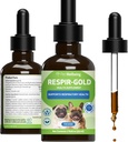 Pet Wellbeing Respir-Gold for Dogs - Υποστηρίζει υγιή αναπνοή, Open Airways, αναπνευστική υποστήριξη, μαύρο κύμινο, κυνηγόσκυλο, Grindelia - Κτηνιατρικό-Σχηματισμένο συμπλήρωμα βοτάνων 2 oz (59 ml)