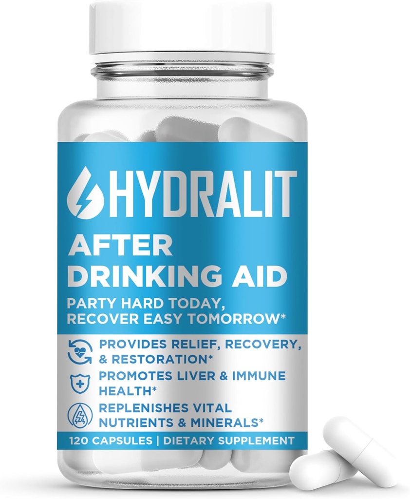 After Drinking Aid Supplement Pre Game Party Pills Electrolytes Hydration DHM Milk Thistle Weekend Recovery Vitamins Relief Formula Better Mornings Alcohol Liver Health Support 120 Capsules