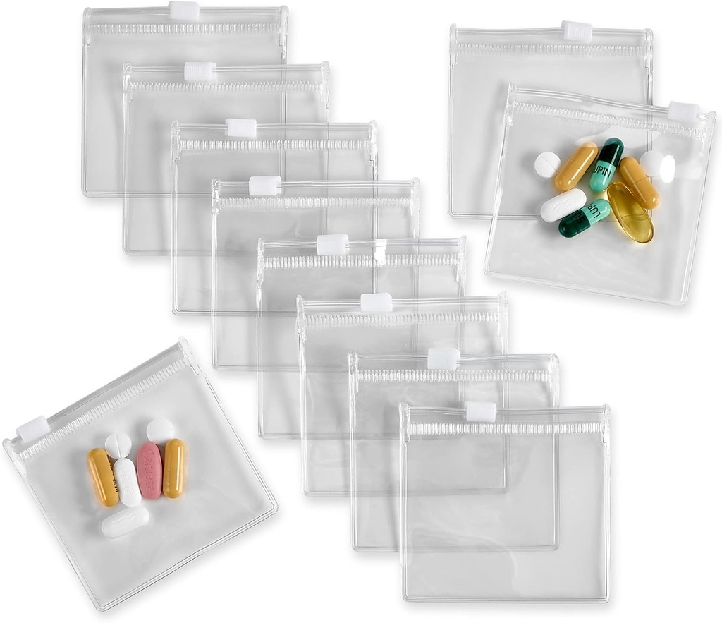 Zippered Pill Pouch Τσάντες - 12 Pcs, Slide Lock Clear Πλαστικά Μίνι Τσάντες, BPA-Δωρεάν για χάπια Βιταμίνες, Συμπληρώματα, Φάρμακα, Κοσμήματα, Χειροτεχνία, Μικρά Αντικείμενα - Αυτο- Sealing, Reuseable, Travel-Friendly
