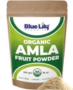 Blue Lily USDA Organic Amla Powder (Amalaki/Indian Gooseberry) 16oz (1lb) Resealable Kraft Bag, 100% Pure Amla Berry Powder, Πλούσια σε Αντιοξειδωτική Βιταμίνη C, Υποστηρίζει Υγιεινό ανοσοποιητικό σύστημα