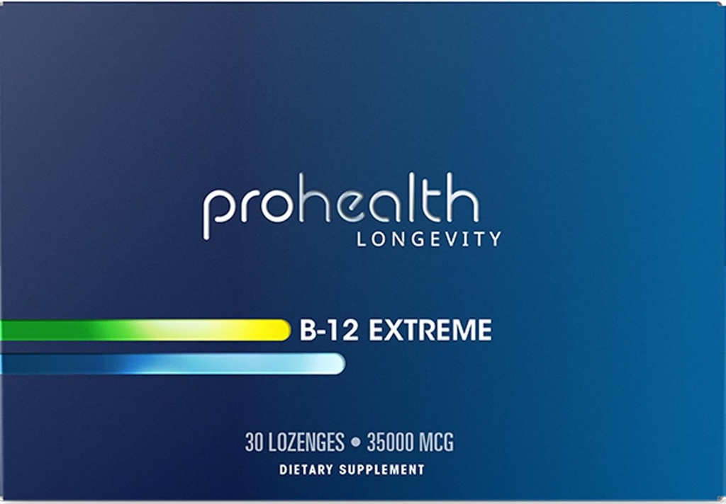 ProHealth Vitamin B 12 Extreme- 35, 000 mcg Mega Dose, 7 X Strength (30 Sublingual Dissolvable Tablets) Extra Strength, B 12 Vitamin, Methylcobalamin, Dibencozide, Cyanocobalamin, Hydroxocobalamin