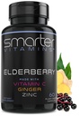 Έξυπνες κάψουλες Elderberry + βιταμίνη C + Ginger & Zinc, συμπλήρωμα βοτάνων, ισχυρό εκχύλισμα μαύρου larder Berry Αντιοξειδωτική βιταμίνη, 60 χάπια Vegan