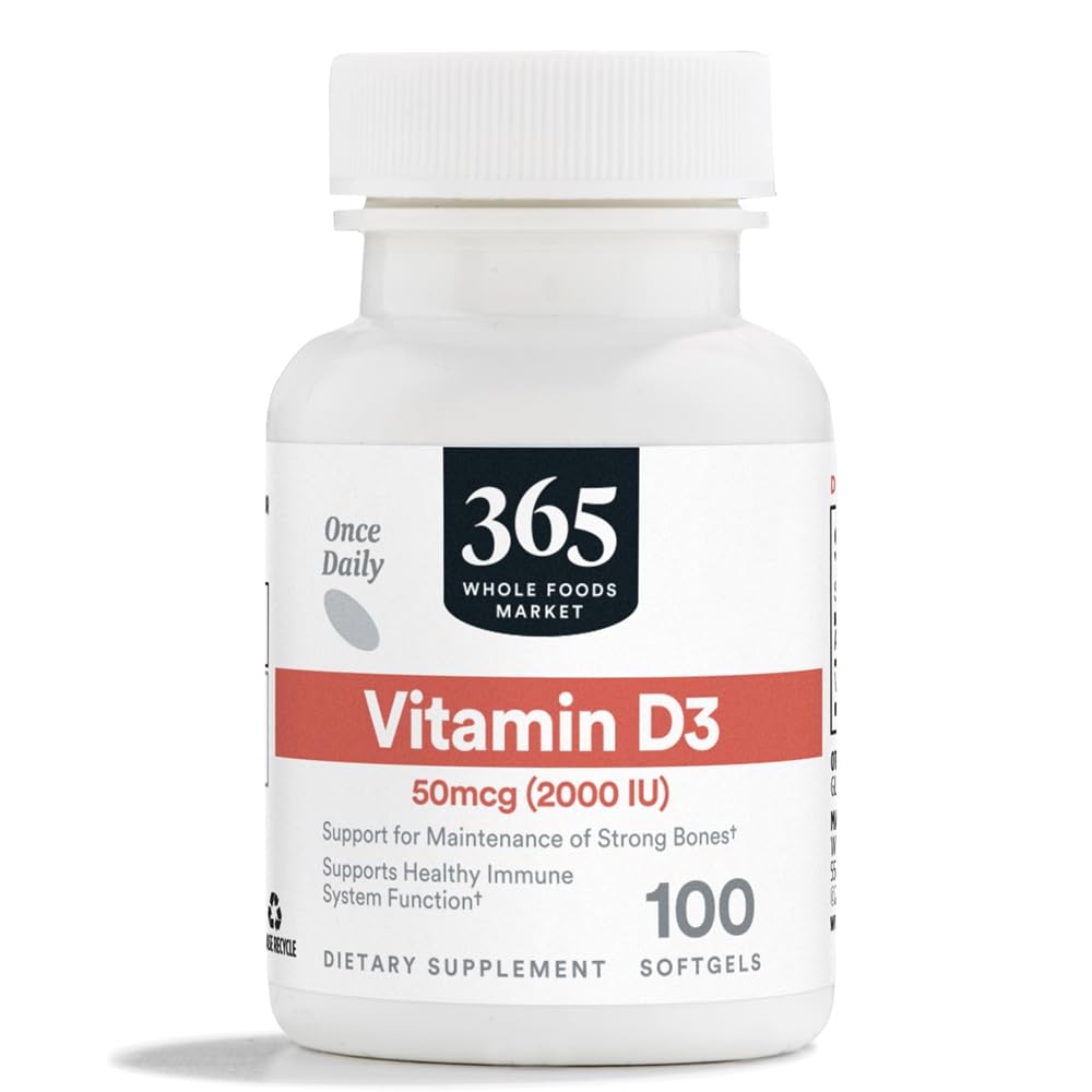 365 by Whole Foods Market, Vitamin D3 Softgels, 2000 IU, 100 CT