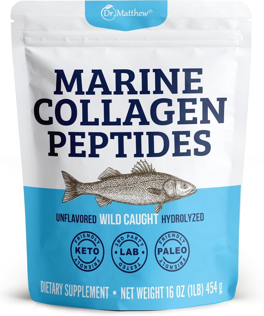 Matthew Marine Collagen Peptides Σκόνη από Hydrolyzed Wild Capt Fish Protein - Hair & Beauty Συμπληρώματα για γυναίκες & άνδρες