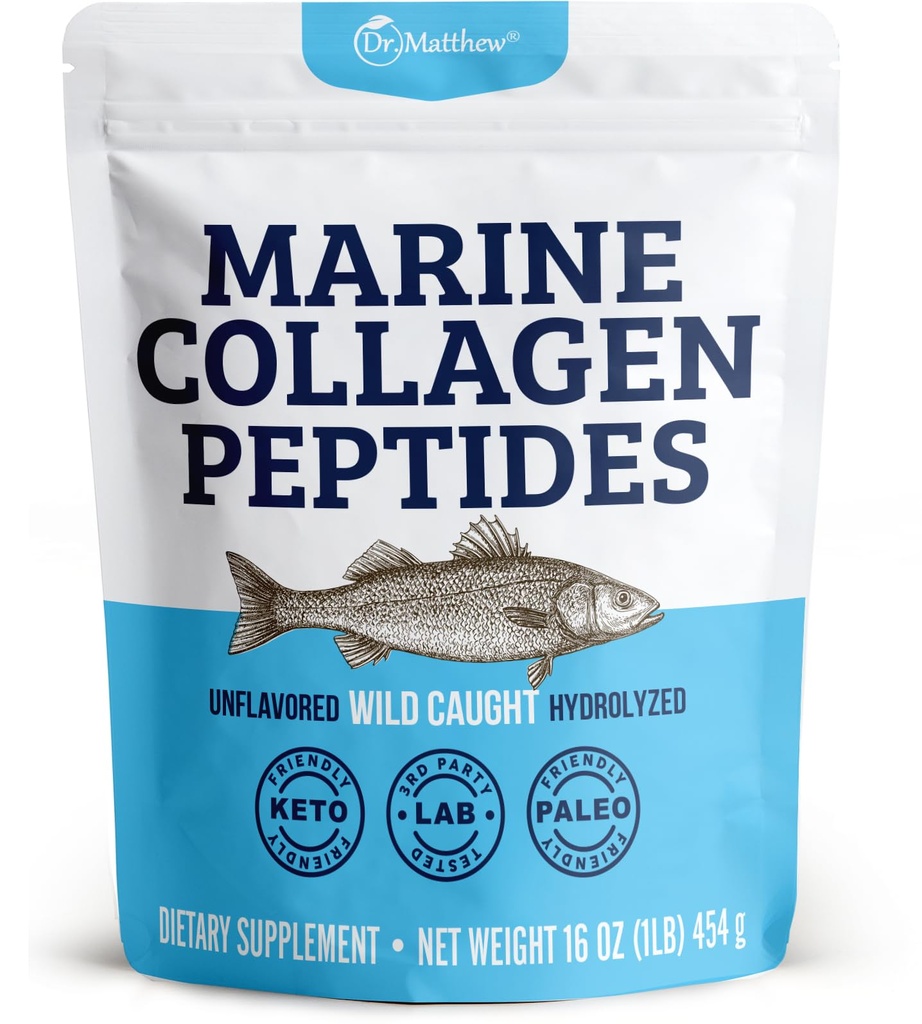 Matthew Marine Collagen Peptides Σκόνη από Hydrolyzed Wild Capt Fish Protein - Hair & Beauty Συμπληρώματα για γυναίκες & άνδρες