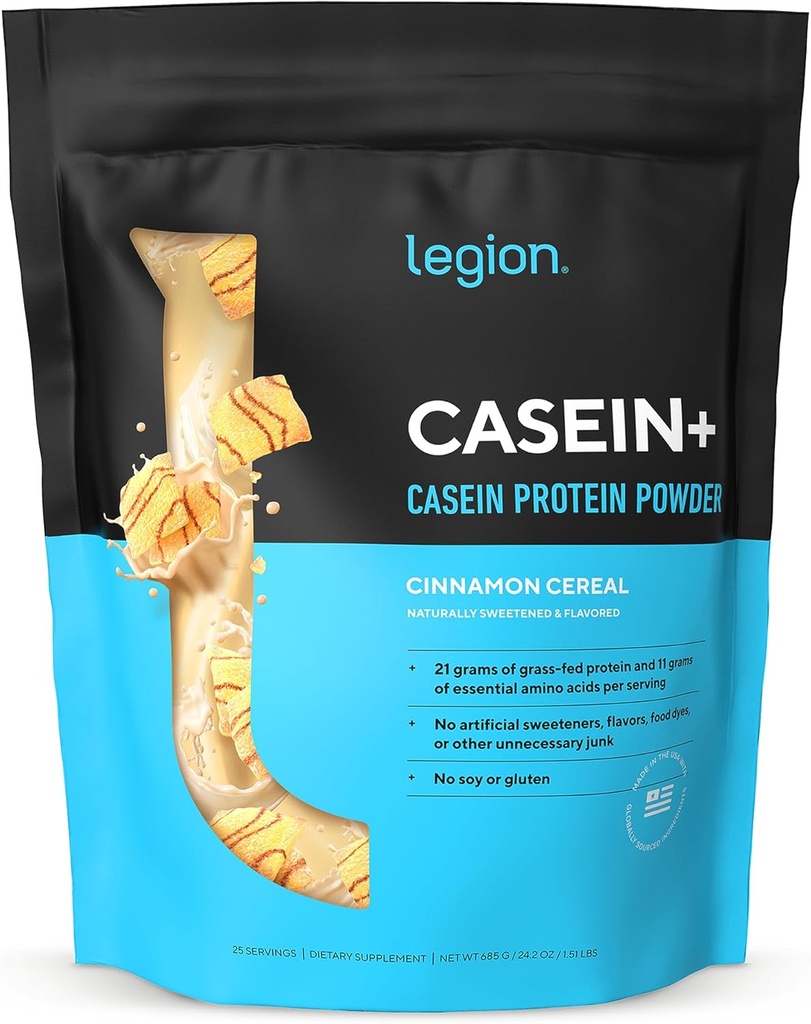 LEGION Καζεΐνη+ Πρωτεΐνη καζεΐνης σε σκόνη (Cinnamon Cereal) - Slow-Release Micellar Protein Powder - Μη ΓΤΟ, Χωρίς γλουτένη & Φυσικά ζαχαρωμένη σκόνη από τις αγέλες χόρτου