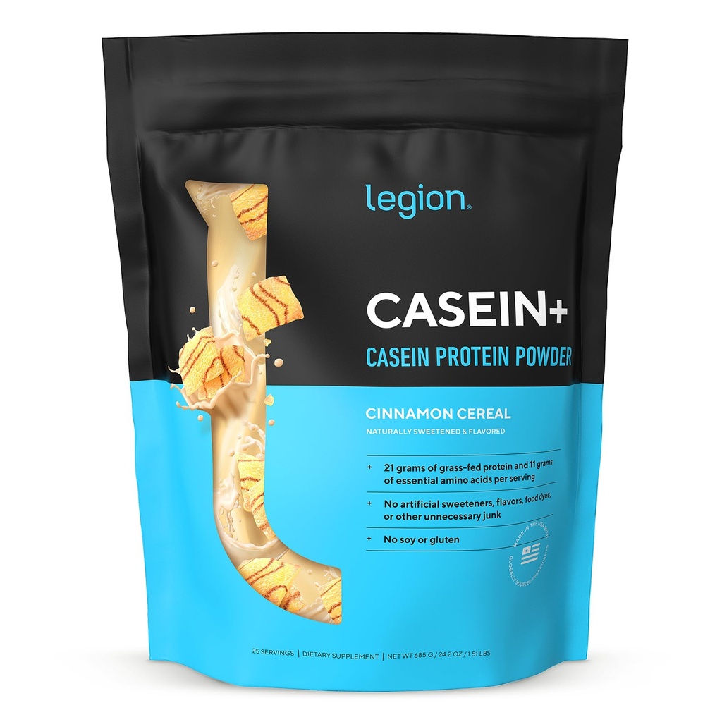 LEGION Καζεΐνη+ Πρωτεΐνη καζεΐνης σε σκόνη (Cinnamon Cereal) - Slow-Release Micellar Protein Powder - Μη ΓΤΟ, Χωρίς γλουτένη & Φυσικά ζαχαρωμένη σκόνη από τις αγέλες χόρτου