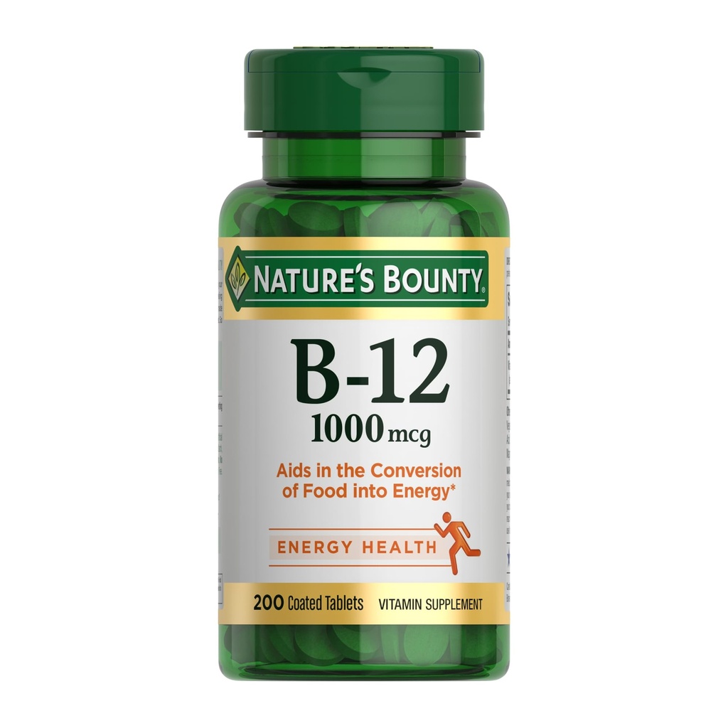 Αυστηρή βιταμίνη της φύσης B12 1000 mcg συμπληρώματα, υποστηρίζει τον μεταβολισμό της ενέργειας, 200 Ct