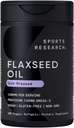 Sports Research Vegan Flaxseed Oil (1200mg) Βότανο συμπλήρωμα με φυτικής βάσης ALA Omega 3 - Vegan Certified & Non-GMO Επαληθευμένο - Γλουτένη, Χωρίς σόγια & Καραγενάνη (180 Veggie Softgels)