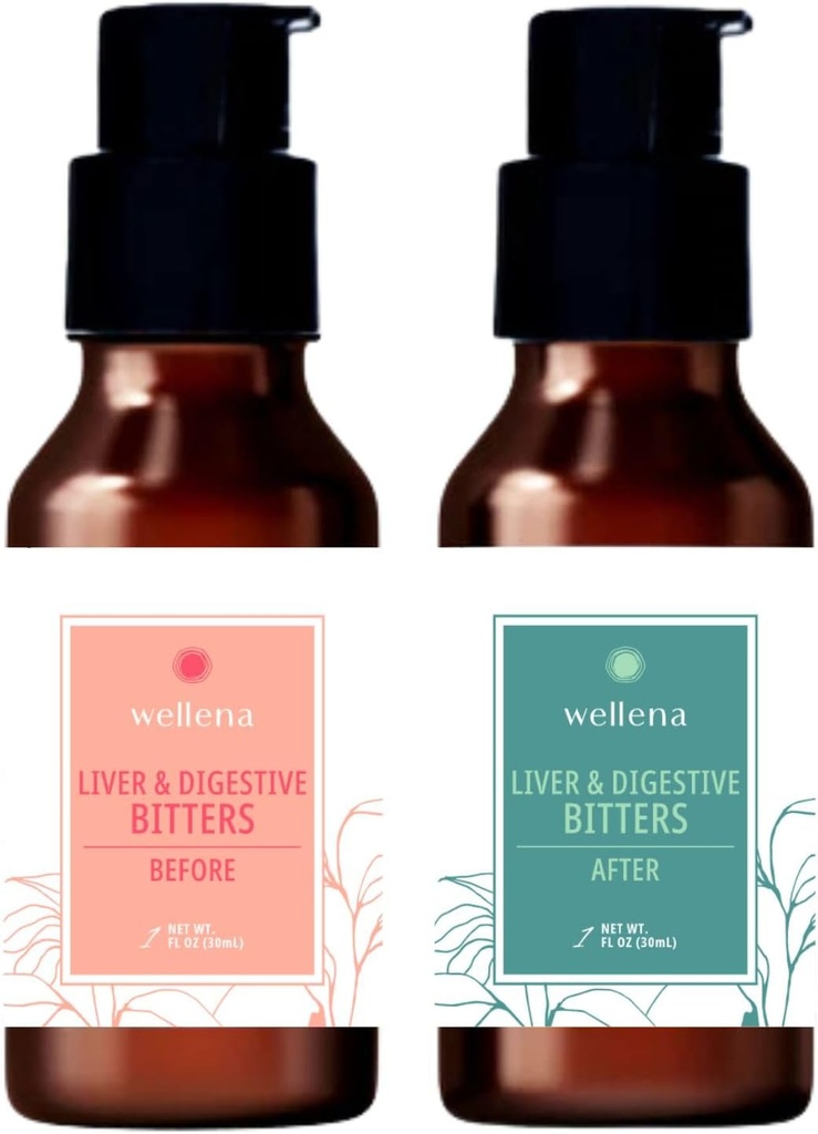 Wellena Liver and Digestive Bitters Kit, Before and After Meal Liquid Herbal Supplement, Healthy Digestion, and Hormone Support, Helps Digestion