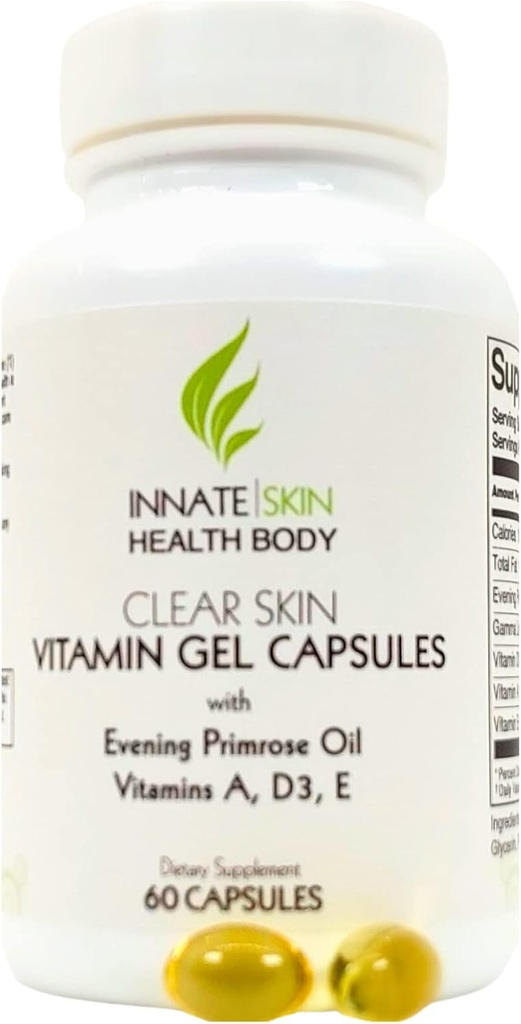 Clear Skin Acne Vitamin Gel Κάψουλες με Βραδινό έλαιο Primrose, Βιταμίνη A, D (D3) & E 