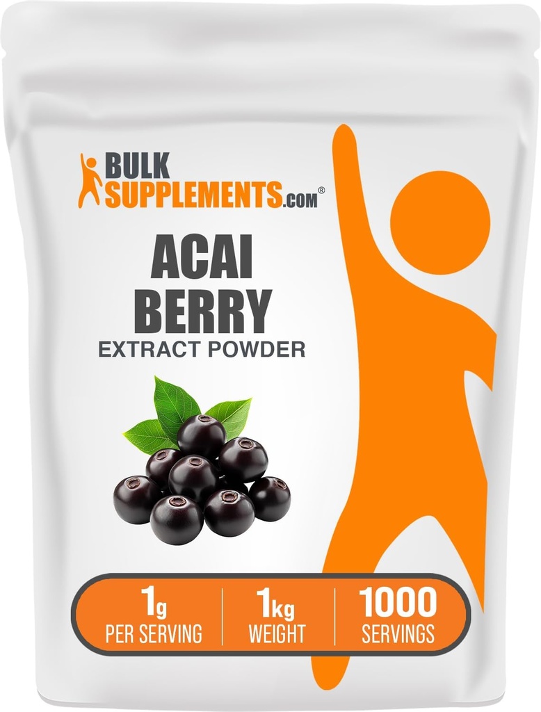 BulkSupplements.com Acai Berry Extract Powder - Acai Berry Supplement, Antioxidants Supplement - Χωρίς γλουτένη, 1g ανά σέρβις, 1kg (πακέτο των 5) (11 lbs)