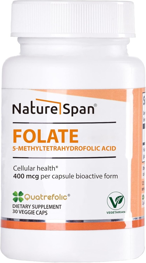 Ενεργό 6S-5-μεθυλοτετραϋδροφολικό οξύ-400 mcg, Promote Protein Production, Red Blood Cell Production and Prevent eμβρυικές δυσπλασίες,30 Caps