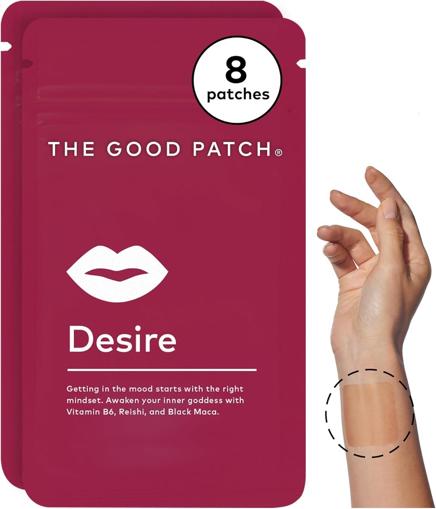 Το Good Patch Desire Sexual Wellness Patches, Get in the Mood, Natural with Vitamin B6, Reishi, Black Maca, Plant Powered Wearable Wellness, Botanical and Vitamin (8 Total Patches)
