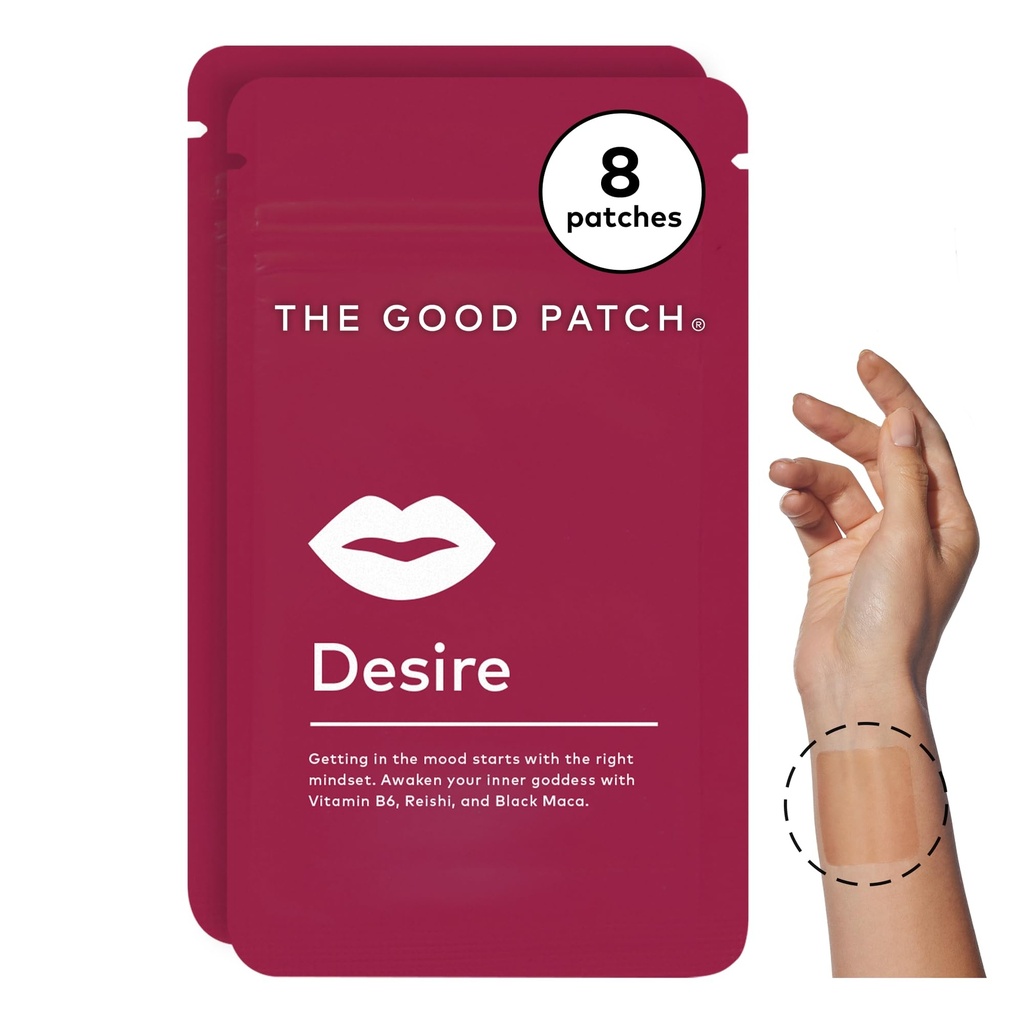 Το Good Patch Desire Sexual Wellness Patches, Get in the Mood, Natural with Vitamin B6, Reishi, Black Maca, Plant Powered Wearable Wellness, Botanical and Vitamin (8 Total Patches)
