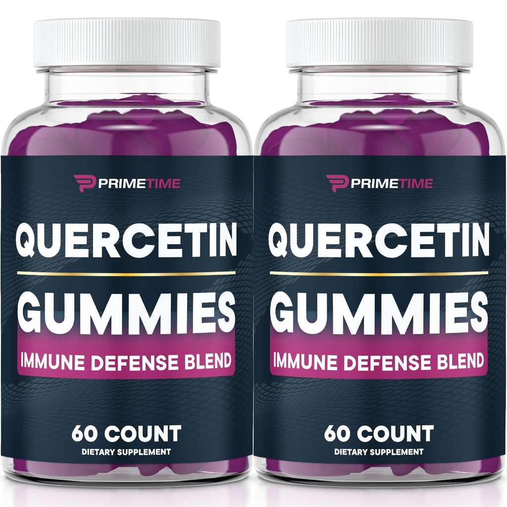 Primetime Sports Quercetin, Zinc,Vitamin C 1000mg Gummies Supplements with Elderberry, Flavonoid Vitamin for Kids Adults Immunity, Immune Support Gummy Booster 60 Count (Pack of 2)
