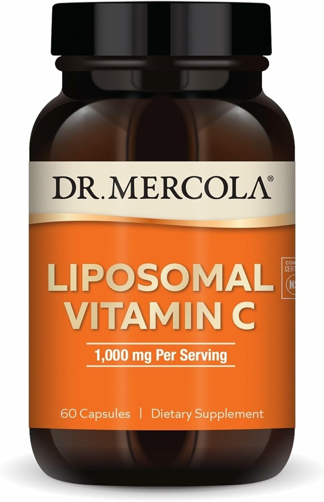 Δρ. Mercola Liposomal Vitamin C - Εγκέφαλος, καρδιά, μάτι & ανοσοποιητική υποστήριξη - Παρέχει 1.000 mg βιοδιαθέσιμης βιταμίνης C - Μη ΓΤΟ, χωρίς γλουτένη & χωρίς σόγια - 60 κάψουλες (30 σερβιρίσματα)