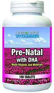 LifeSource Βιταμίνες Προ-Natal Multi-Vitamins and Minerals with DHA - Mom and Baby Health - 180 Tablets