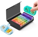 Zannaki Metal XL Weekly Pill Organizer 2 φορές την ημέρα, Μεγάλο Ταξίδι Daily Pill Box 7 Μέρα, Φορητή εβδομάδα Δύο φορές κάτοχος Χάπια Container, AM Pill περίπτωση για ιατρική Βιταμίνη συμπλήρωμα φαρμακευτικής αγωγής, μαύρο