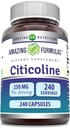 Amazing Formulas Citicoline 250 Mg | Capsules Supplement | Non-GMO | Gluten Free | Made in USA (240 Count)