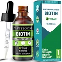 Επιπλέον δύναμη 10.000mcg Biotin Υγρές σταγόνες με οργανική γεύση μούρων 60 εξυπηρετεί 