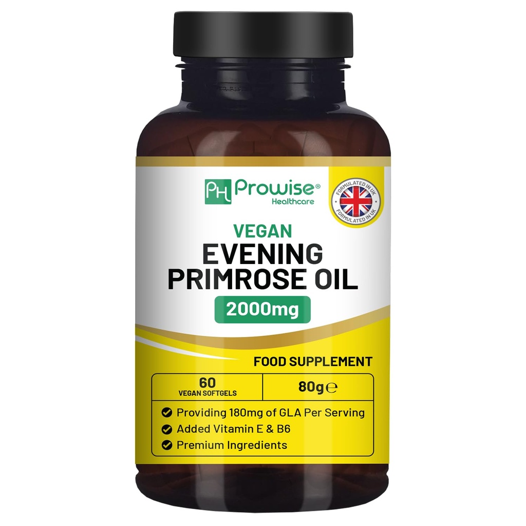 Έλαιο Vegan Evening Primrose 2000mg με βιταμίνη Ε & B6 – 60 Vegan Softgels