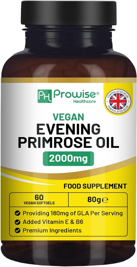 Έλαιο Vegan Evening Primrose 2000mg με βιταμίνη Ε & B6 – 60 Vegan Softgels