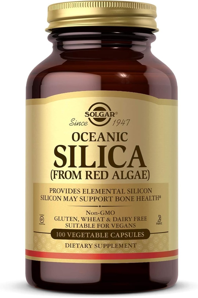 Solgar Oceanic Silica από Red Algae 25 mg, 100 κάψουλες λαχανικών - Εξαιρετική πηγή ασβεστίου, υποστηρίζει την υγεία των οστών - μη-GMO, Vegan, χωρίς γλουτένη, χωρίς γαλακτοκομικά, Kosher - 50 υπηρεσίες