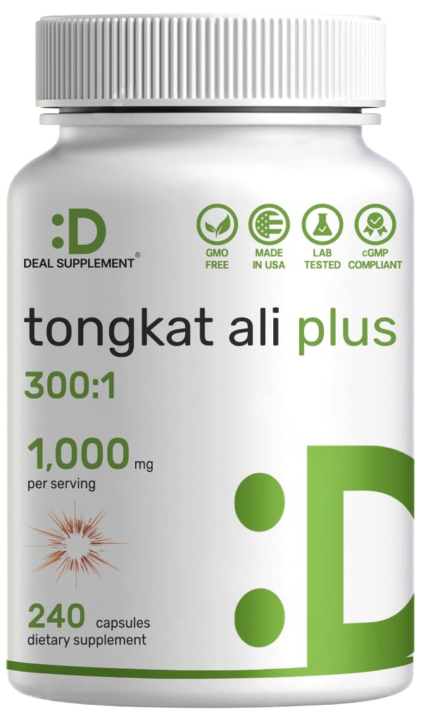 Tongkat Ali Extract 300:1 με Horny κατσικίσιο ζιζάνιο 1.100mg – Ινδονησιακά Longjack Eurycoma Longifolia Root – Extra Strength φυτικό συμπλήρωμα για την ενέργεια
