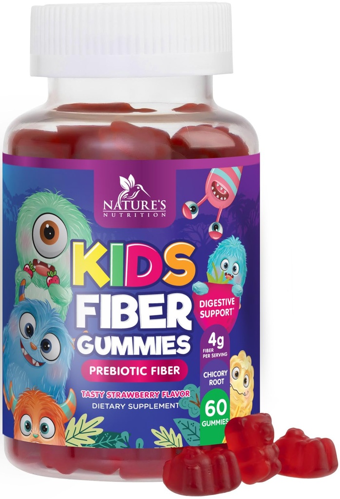 Ίνες Gummies για τα παιδιά, καθημερινά 4g Gummy Fiber συμπλήρωμα, Prebiotic Digestive Health Support - Nature's Plant Based Soluble Fiber, υποστηρίζει την κανονικότητα και την πέψη για τα παιδιά μη-GMO - 60 Gummies