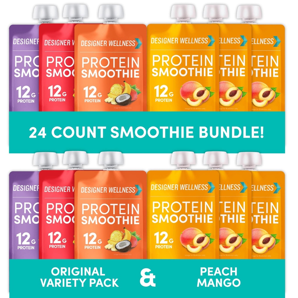 Σχεδιασμός Wellness Protein Smoothies Origignal Variety Pack και Ροδάκινο Mango Bundle