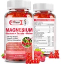 Σύμπλοκο συμπλήρωμα μαγνησίου Gummies, χωρίς ζάχαρη Μαγνήσιο Γλυκινικό 500mg για ενήλικες και παιδιά, με Taurate 200mg, Malate, Calcium, COQ10, πολυβιταμίνη για τον ύπνο, την καρδιά & την υγεία των οστών