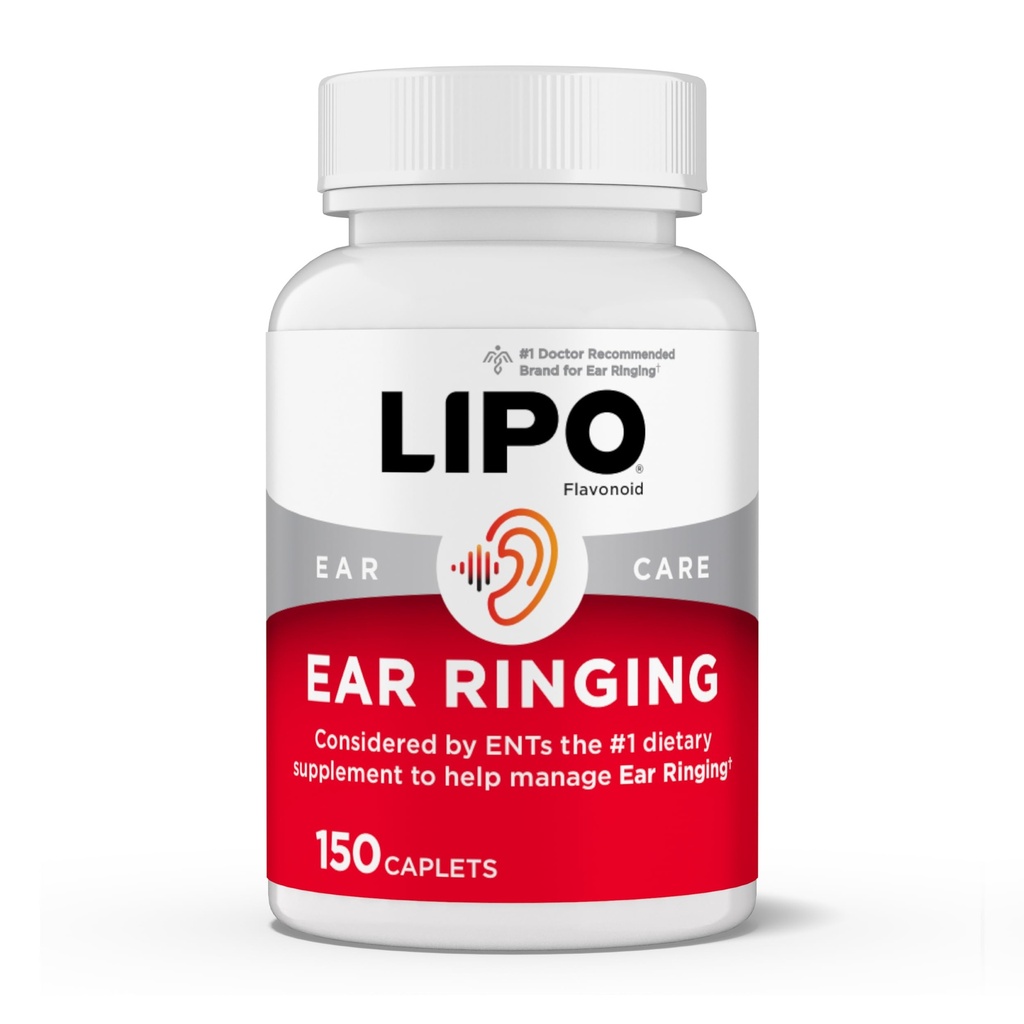 LIPO Ear Ringing Relief Supplement - Relief for Ringing Ears - Clinically Studied Lemon Bioflavonoids with Vitamins C, B1, B2, B6, B12, & Calcium for Daily Ear Health Support - 150 Caplets