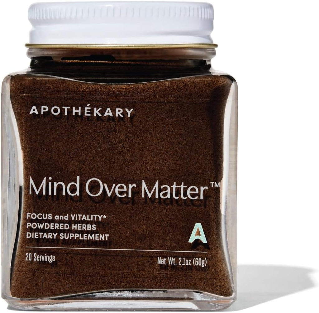 Apothékary Mind Over Matter Cognitive Support Mushroom Powder, Memory & Focus, Stress Relief Herbal Supplement, Sugar Free, Vegan, No Caffeine