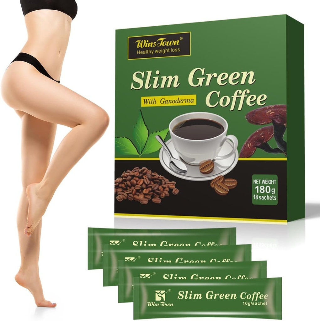 Premium Green Coffee Bean Extract Powder - Gluten-Free Green Coffee Bean Extract Supplements with 10 Natural Health Blends, Instant Coffee, 180g (18 Sachets)