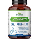 Zazzee Myo-Inositol Κάψουλες, 2000 mg ανά υπηρεσία, 120 Vegan Κάψουλες, Ιδανική Δοσολογία για 40:1 Λόγο, 100% Χορτοφαγική, Ορμονική Ισορροπία & Υγιεινή Ωοθηκική Υποστήριξη Λειτουργία, Όλα-Φυσικά και Μη-ΓΤΟ
