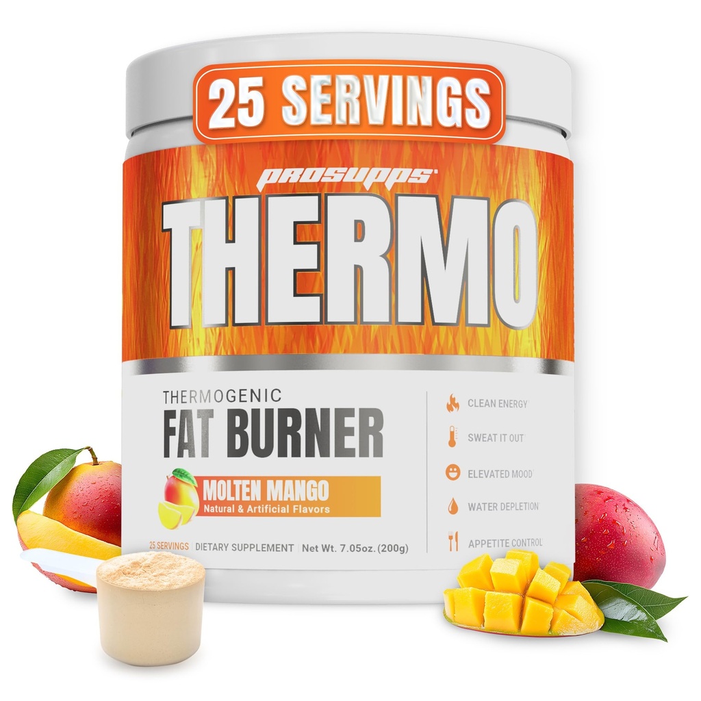 PROSUPPS Θερμογόνος καύση λίπους σκόνη, Molten Mango - Απώλεια βάρους & Μεταβολισμός Booster Προ συμπλήρωμα προπόνησης για γυναίκες & άνδρες - Υποστηρίζει Ορεκτικό έλεγχο και ενισχύει την ενέργεια - Χωρίς γλουτένη - 25 εξυπηρετούν