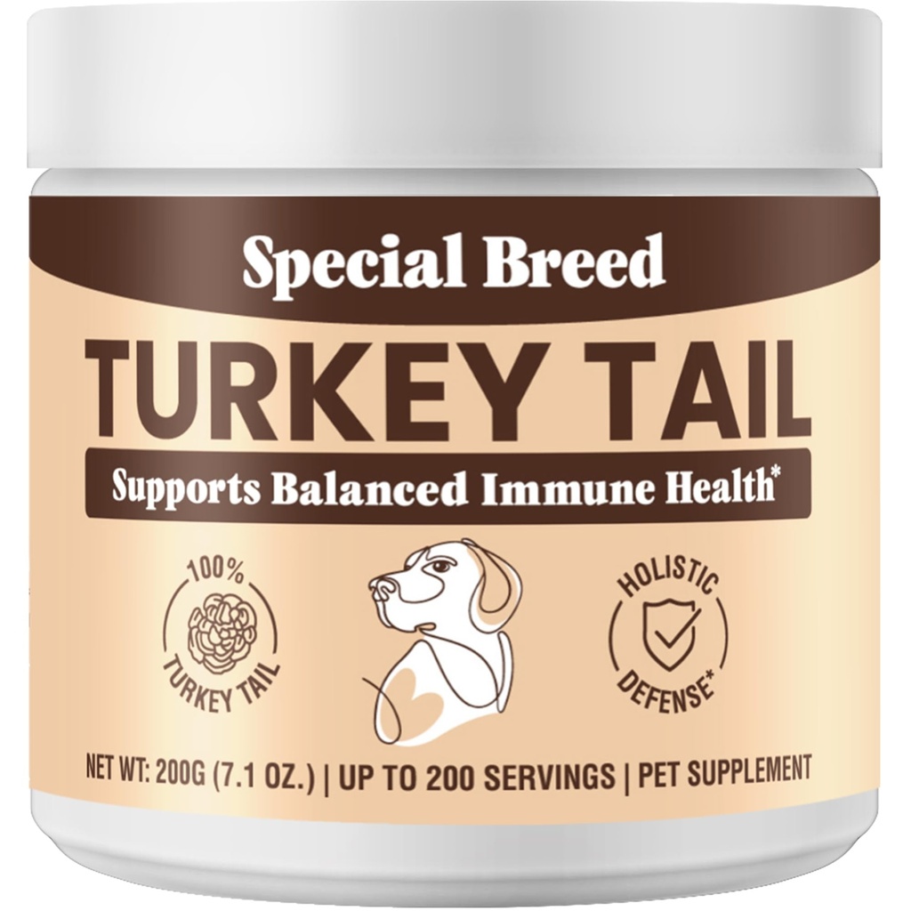 Turkey Tail Mushroom for Dogs - Organic Turkey Tail for Dogs Mushroom Powder for αναπνευστική, ανοσία, πέψη - Lipoma Lumps and Bumps Supplement, No Fillers - 200 Grams
