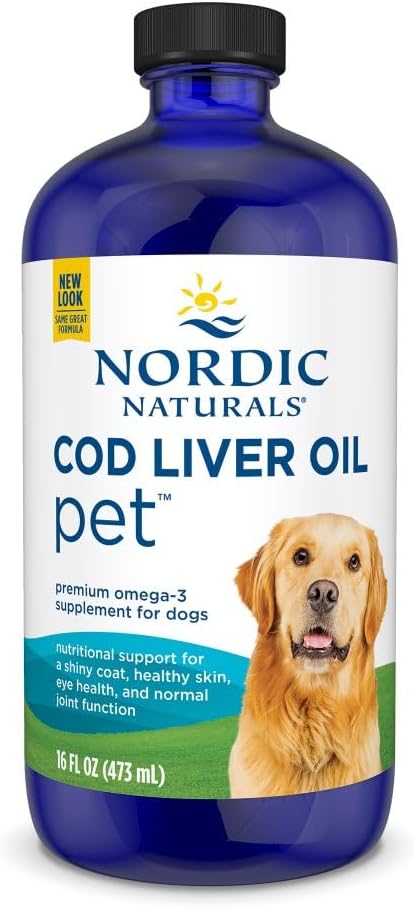 Nordic Naturals Pet Cod Liver Oil, Unflavored - 16 oz - 1048 mg Omega-3 ανά Teaspoon - Fish Oil for Dogs with EPA & DHA - Προάγει το δέρμα, το παλτό, & την ανοσοποιητική υγεία