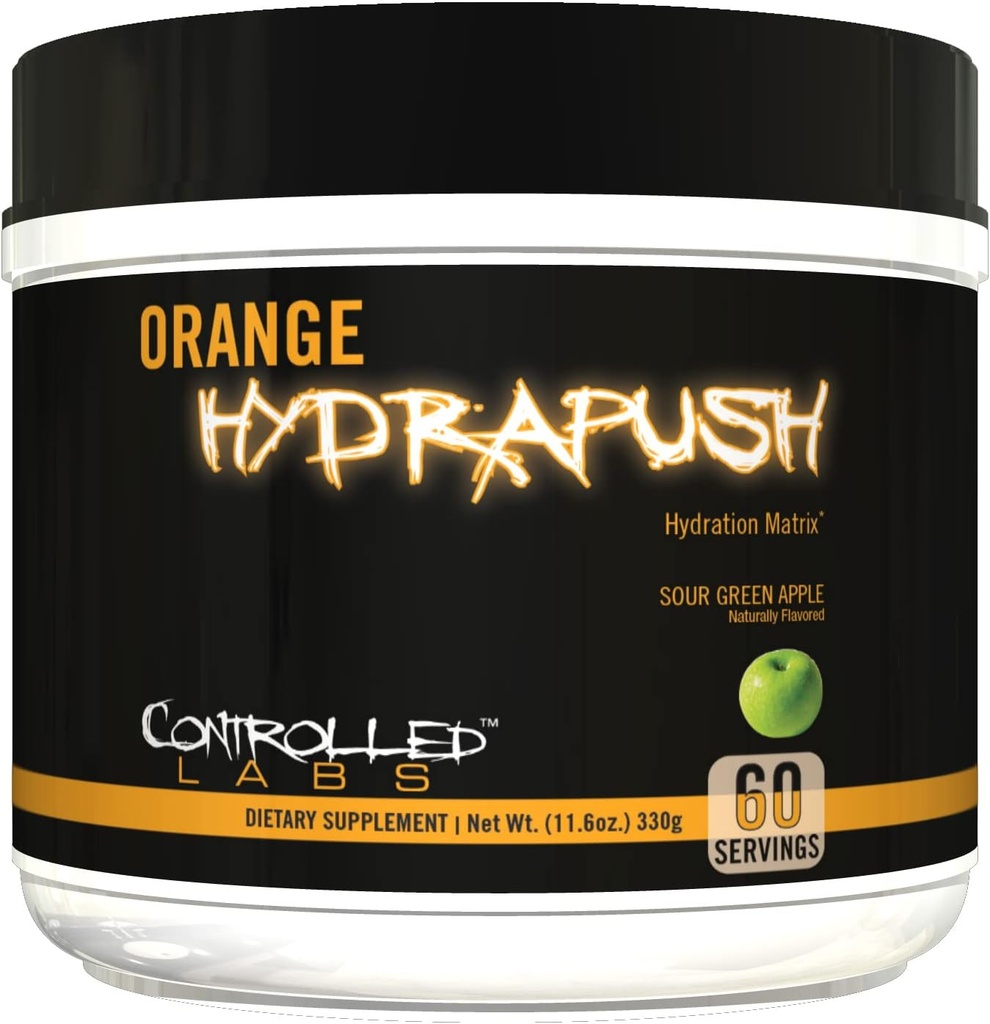 ΕΛΕΓΜΕΝΟ LABS Orange HydraPush Ηλεκτρολυτική σκόνη, 60 εξυπηρετήσεις - Σύνθετη αποκατάσταση ενυδάτωσης - Coconut Water & Taurine - Ενισχύστε την ενέργεια και την αύξηση της αντοχής (Sour Green Apple)