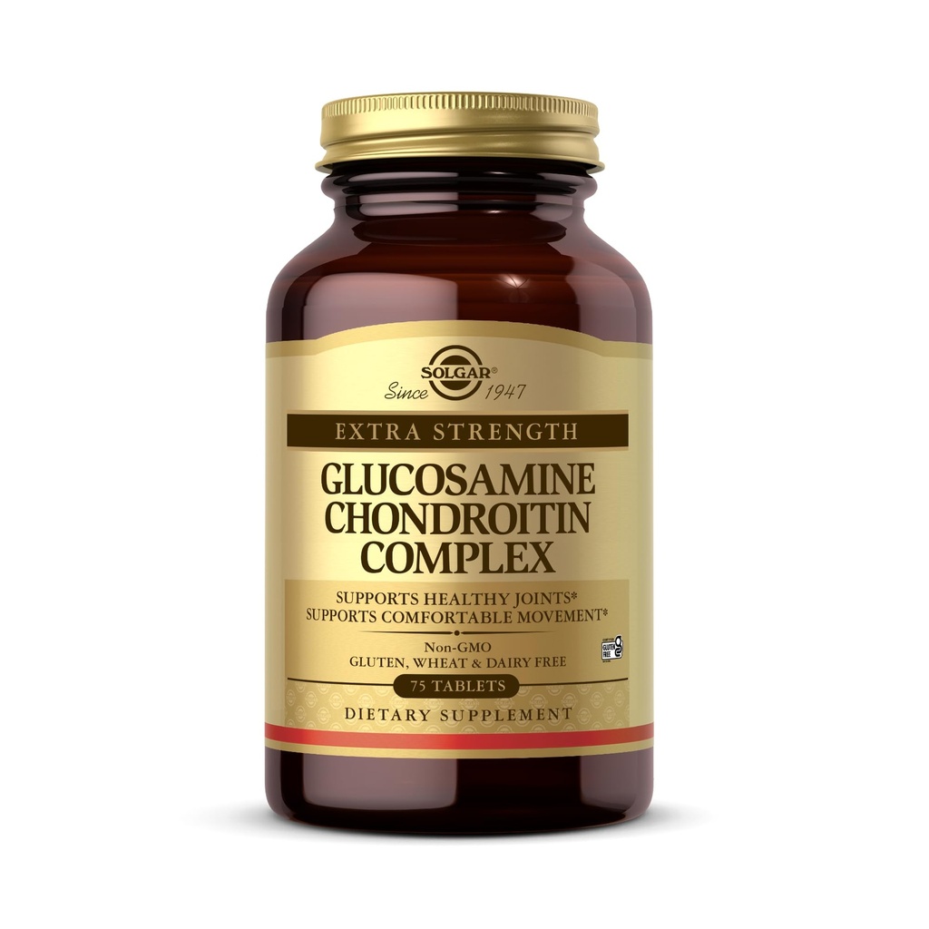 Solgar Extra Strength Glucosamine Chondroitin Complex - 75 Tablets - Υποστηρίζει υγιείς αρθρώσεις & άνετη κίνηση - Μη ΓΤΟ, Χωρίς γλουτένη, Χωρίς γαλακτοκομικά - 25 Σερβιέτες