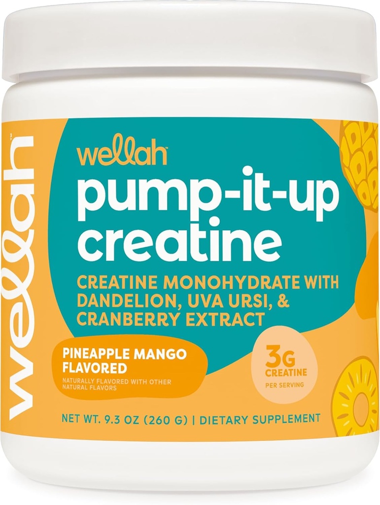 Wellah Creatine for Women (50 Servings, Pineapple Mango) - Κρεατίνη Μονοένυδρο με Dandelion & Cranberry Extract