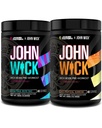 Jacked Factory X John Wick - Wick Mode Pre Workout Powder - Έντονη ενέργεια, έτοιμη για μάχη εστίαση, ασταμάτητη δέσμευση, και Sher Will - Baba Yaga Blue Raz & Last Tropical Sunrise